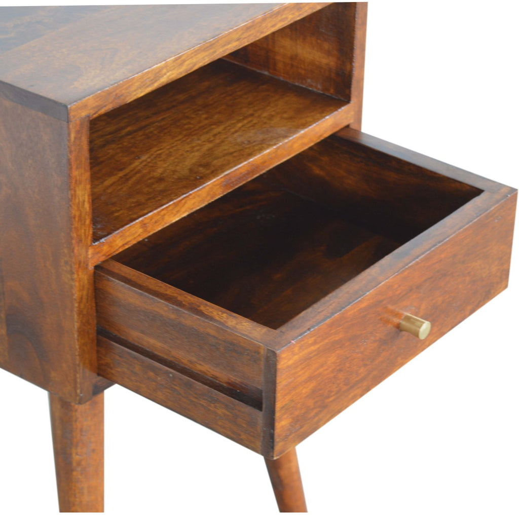 Mini Solid Mango Wood Nightstand – Chestnut Finish