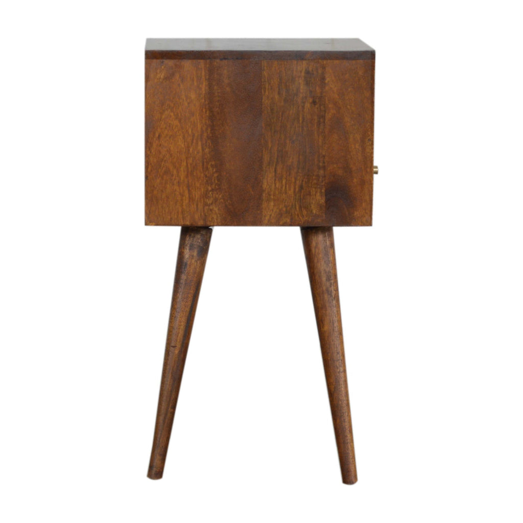 Mini Solid Mango Wood Nightstand – Chestnut Finish