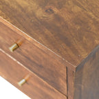 Slimline Solid Mango Wood Bedside Table – Chestnut Finish