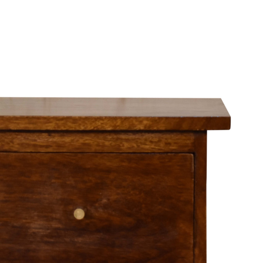 Slimline Solid Mango Wood Bedside Table – Chestnut Finish