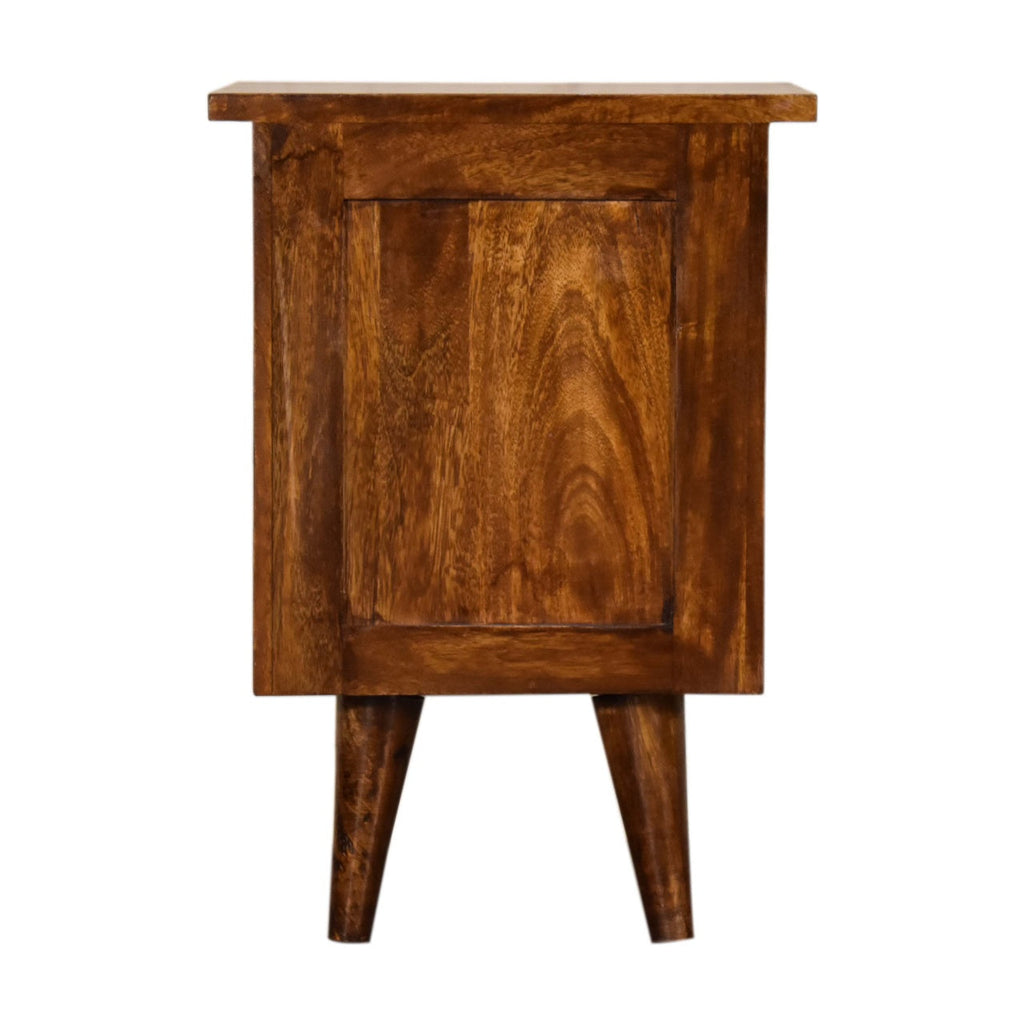 Slimline Solid Mango Wood Bedside Table – Chestnut Finish