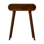 Mini Solid Mango Wood Console Table – Chestnut Finish, Rounded 2-Drawer Design