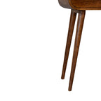 Mini Solid Mango Wood Console Table – Chestnut Finish, Rounded 2-Drawer Design