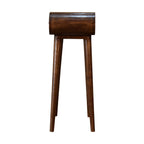 Mini Solid Mango Wood Console Table – Chestnut Finish, Rounded 2-Drawer Design