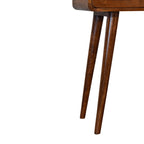 Mini Console Table – Chestnut Finish, Curved 2-Drawer Design & Open Shelf