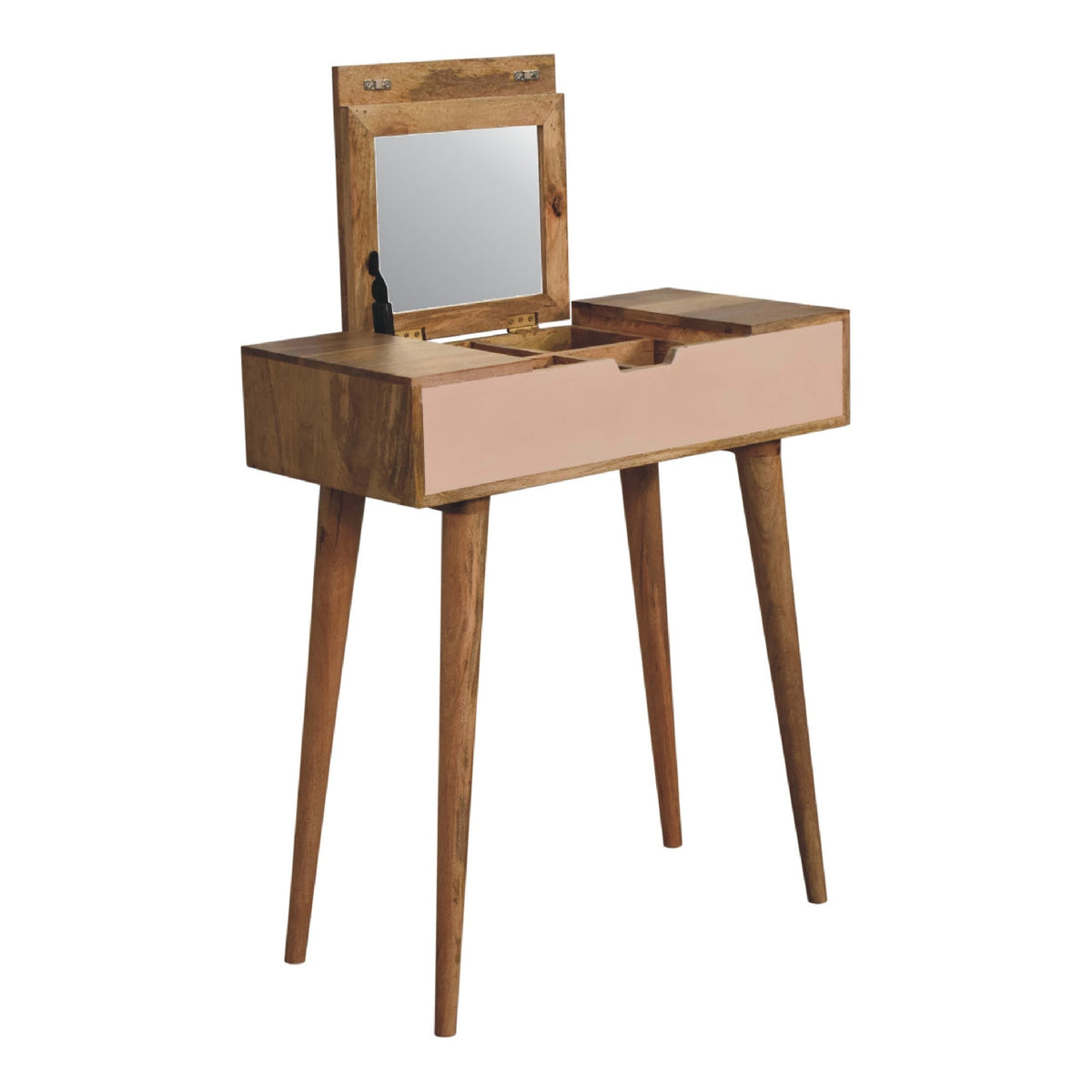 Mini Pink Solid Mango Wood Dressing Table – Oak-Ish Finish