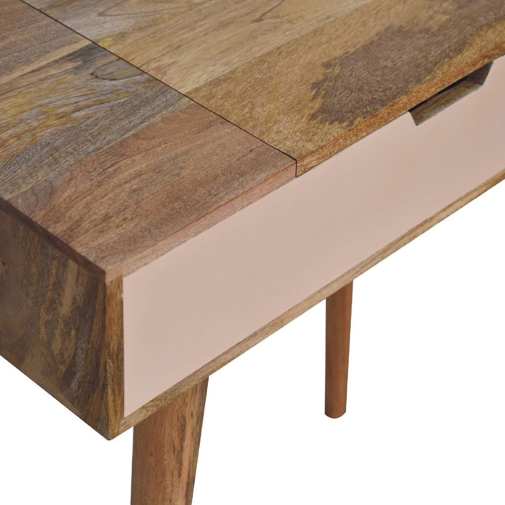 Mini Pink Solid Mango Wood Dressing Table – Oak-Ish Finish