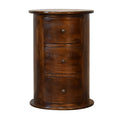 3-Drawer Drum Solid Mango Wood Chest of Drawers – Chestnut Finish