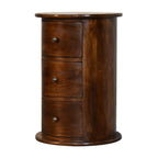 3-Drawer Drum Solid Mango Wood Chest of Drawers – Chestnut Finish