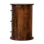 3-Drawer Drum Solid Mango Wood Chest of Drawers – Chestnut Finish