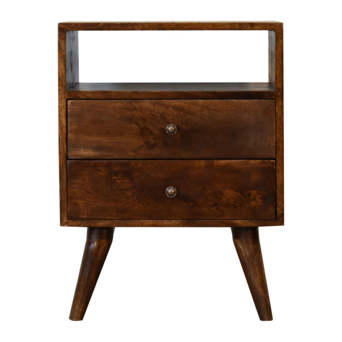 Classic Solid Mango Wood Nightstand – Chestnut Finish