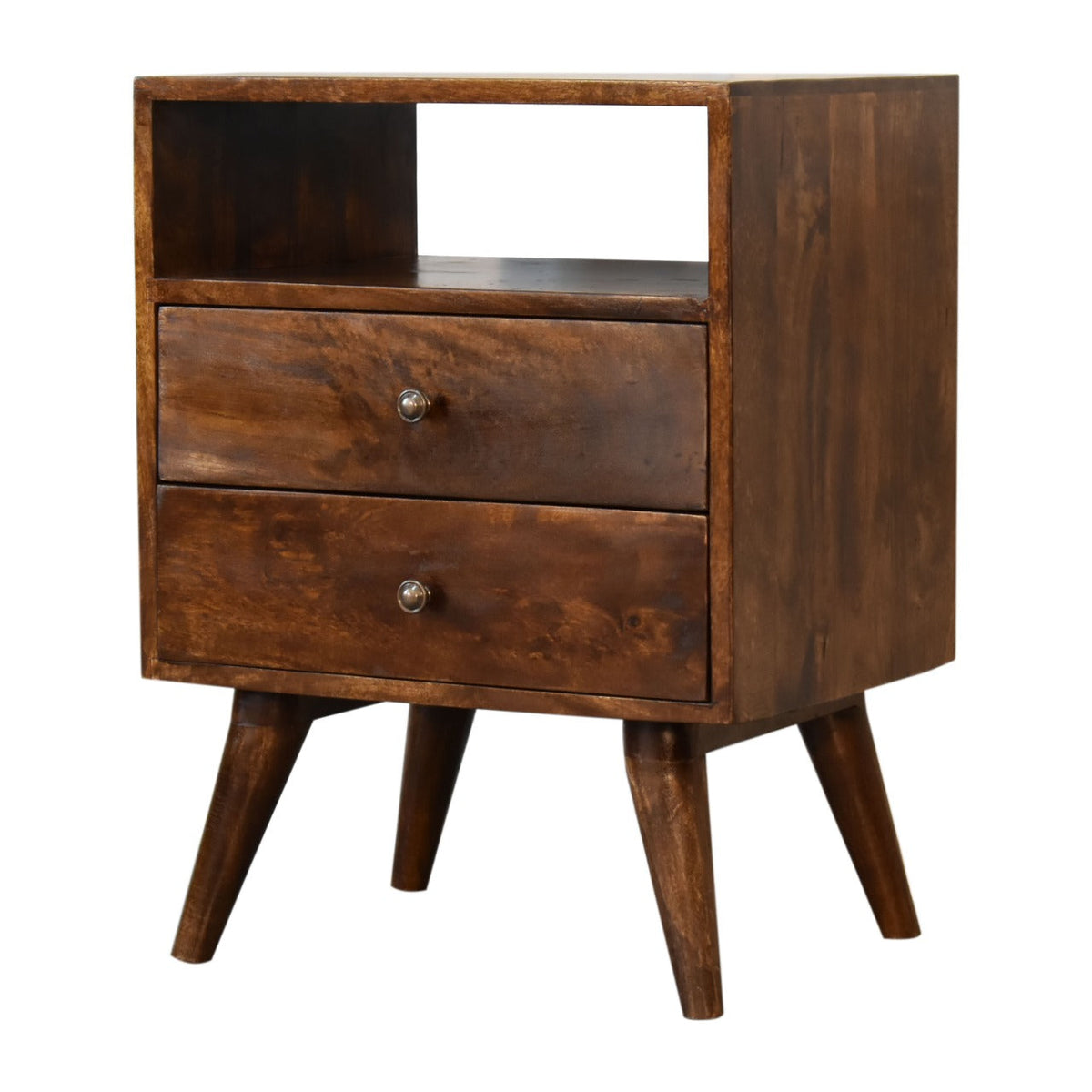 Classic Solid Mango Wood Nightstand – Chestnut Finish