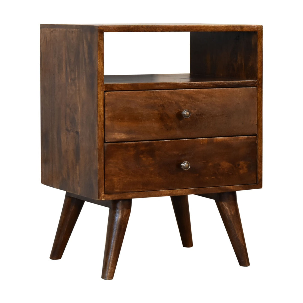 Classic Solid Mango Wood Nightstand – Chestnut Finish