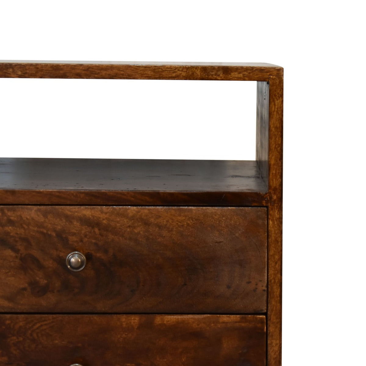 Classic Solid Mango Wood Nightstand – Chestnut Finish