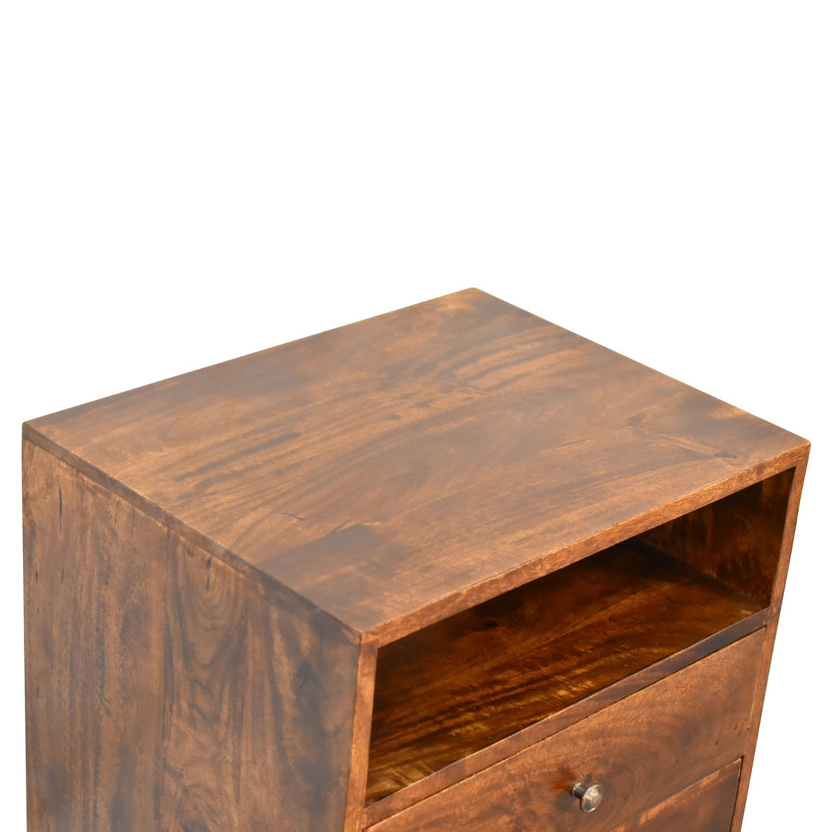Classic Solid Mango Wood Nightstand – Chestnut Finish
