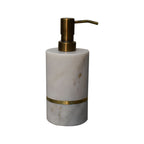 White Marble Bathroom Accessory Set – Brass Band, 5 Pieces
