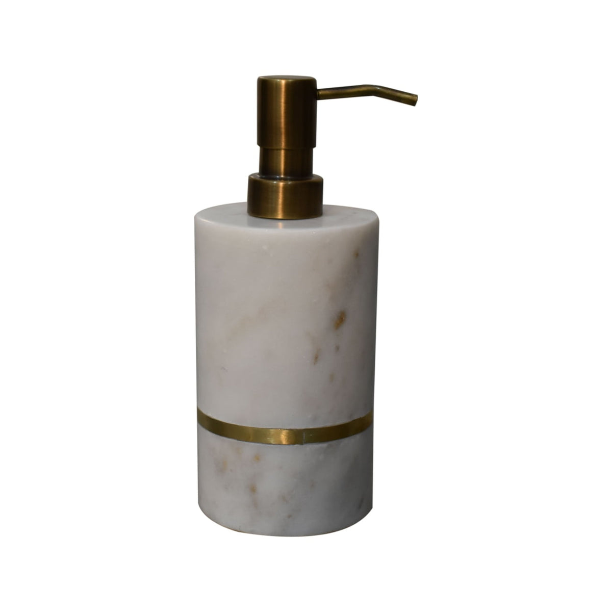 White Marble Bathroom Accessory Set – Brass Band, 5 Pieces