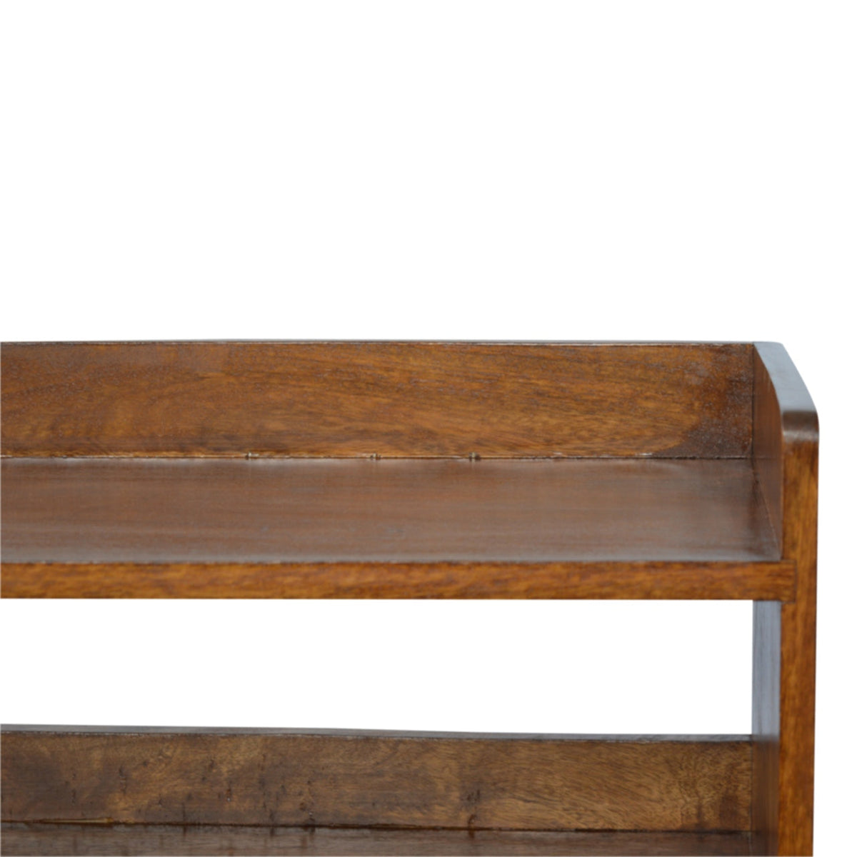 Nordic Solid Mango Wood Storage Bench – Chestnut Finish