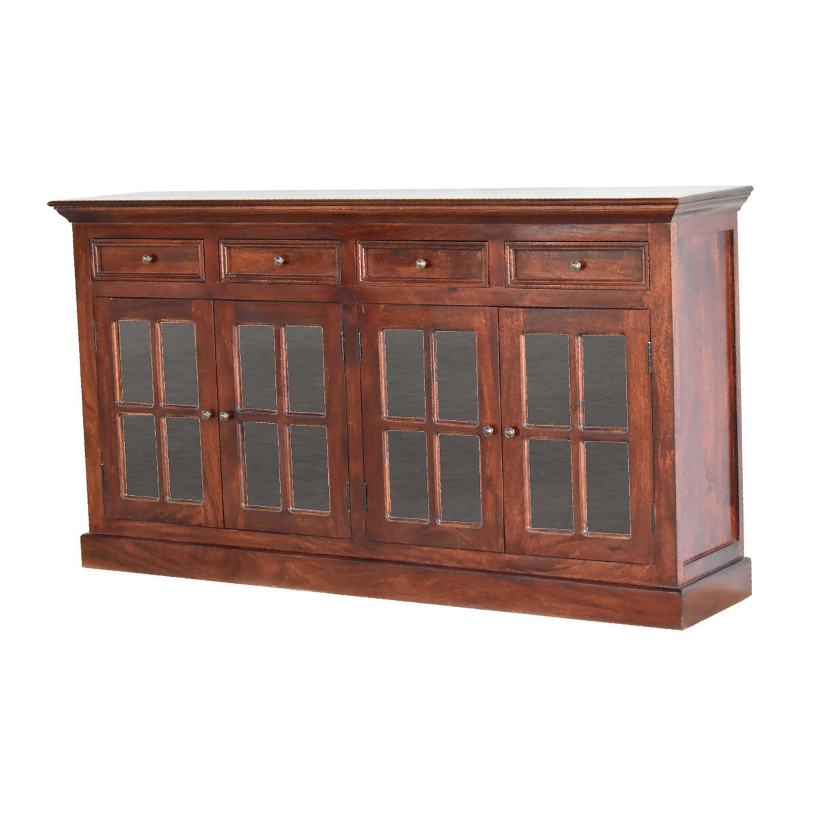 Large Glazed Solid Mango Wood Sideboard – Cherry Finish