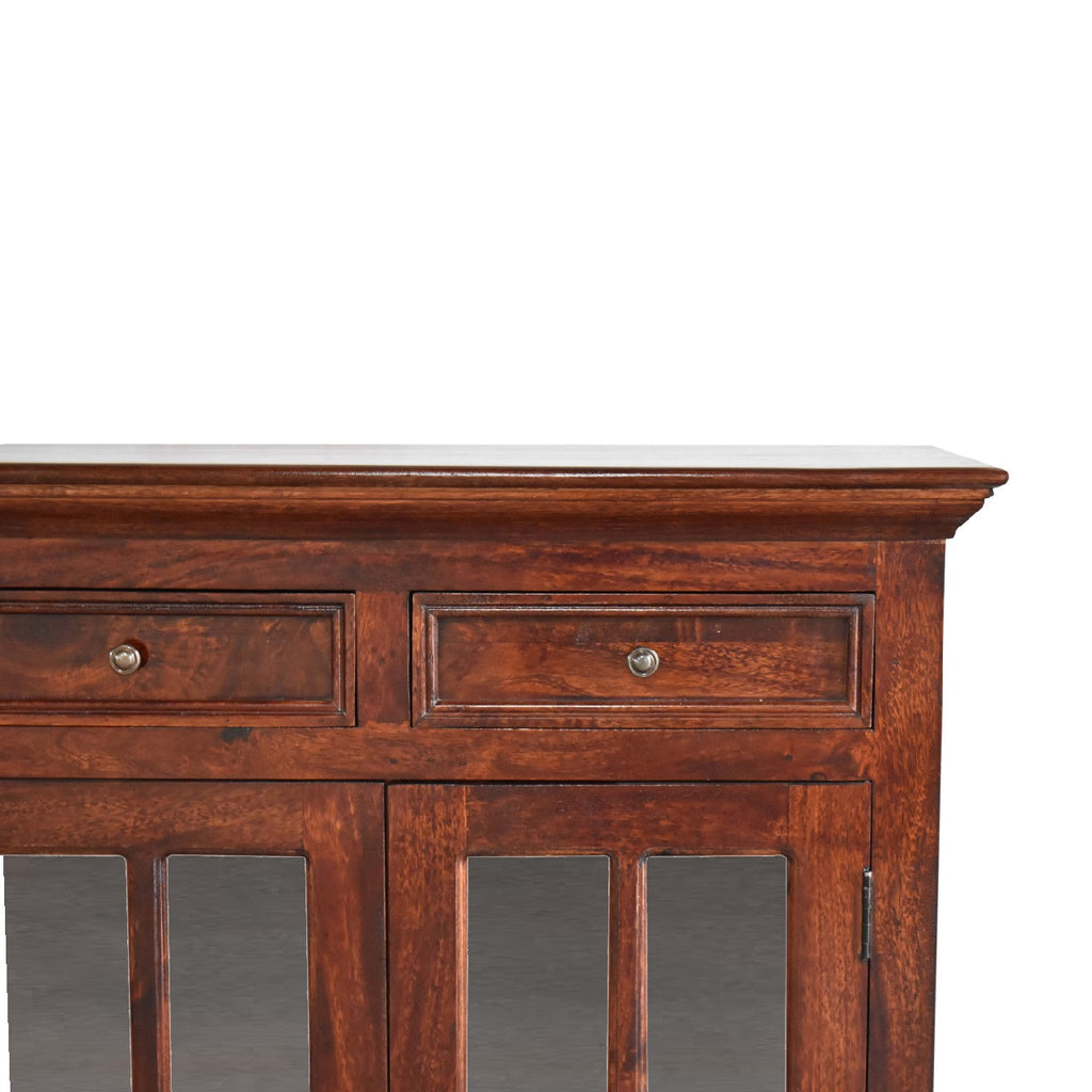 Large Glazed Solid Mango Wood Sideboard – Cherry Finish