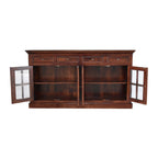Large Glazed Solid Mango Wood Sideboard – Cherry Finish