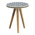 Solid Mango Wood & Bone Inlay Tripod Accent Stool – Decorative Use