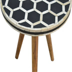 Solid Mango Wood & Bone Inlay Tripod Accent Stool – Decorative Use