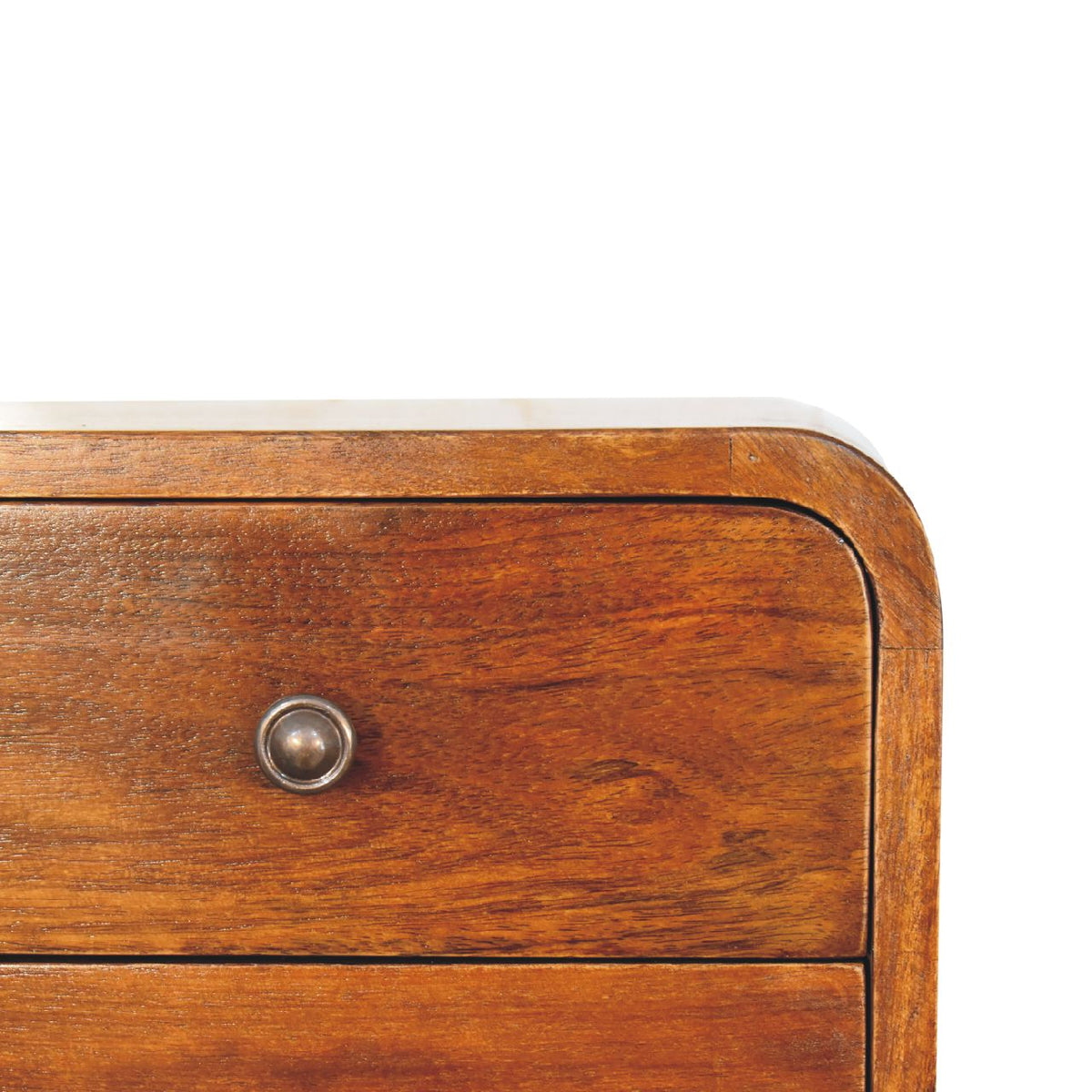 Floating Mini Solid Mango Wood Nightstand – Chestnut Finish, 2 Drawers