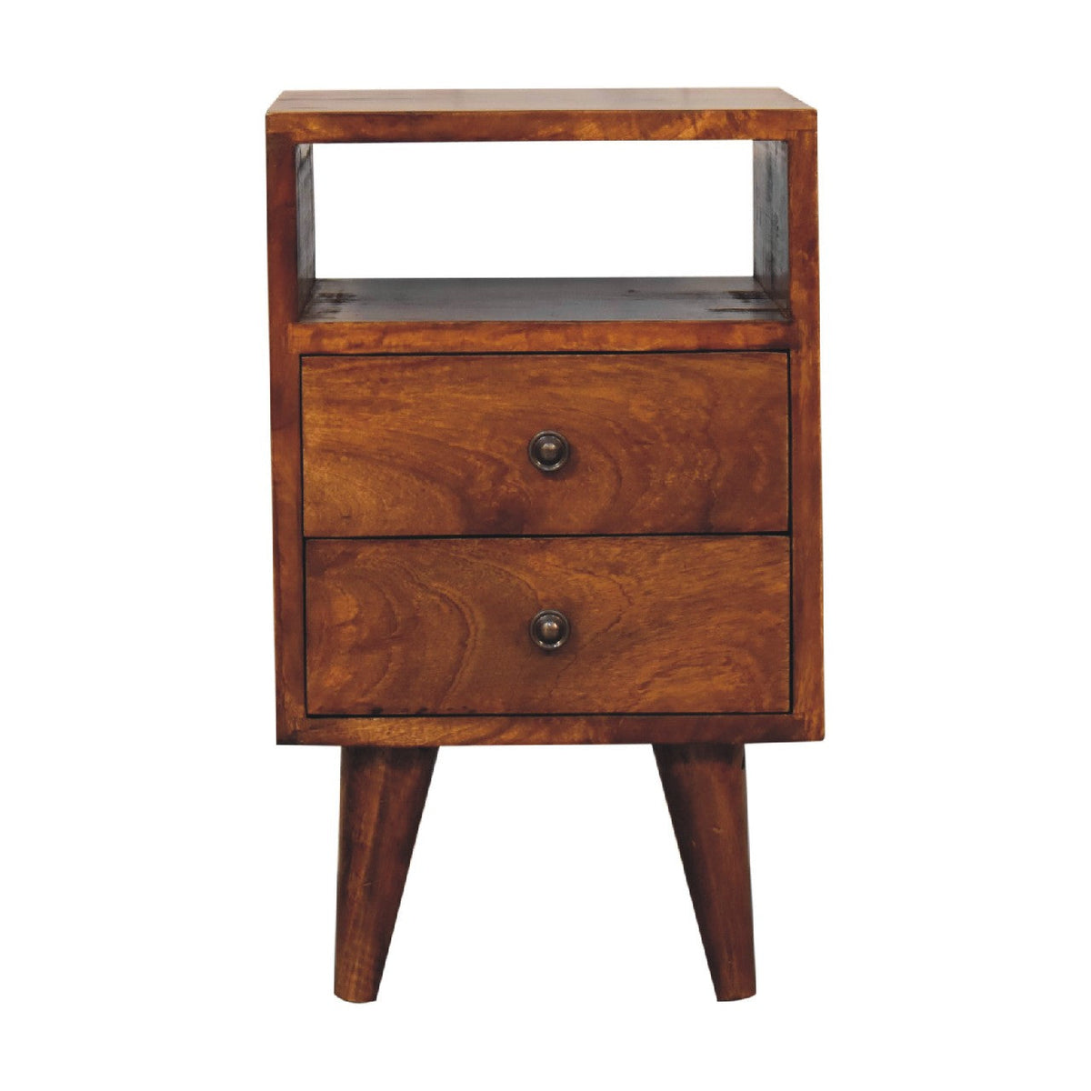 Mini Classic Solid Mango Wood Nightstand – Chestnut Finish
