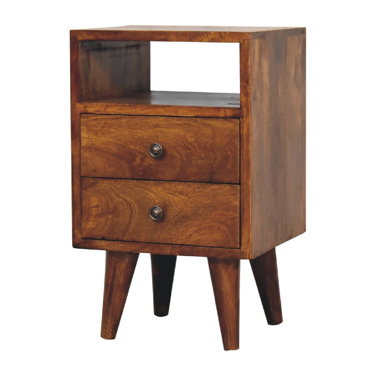 Mini Classic Solid Mango Wood Nightstand – Chestnut Finish