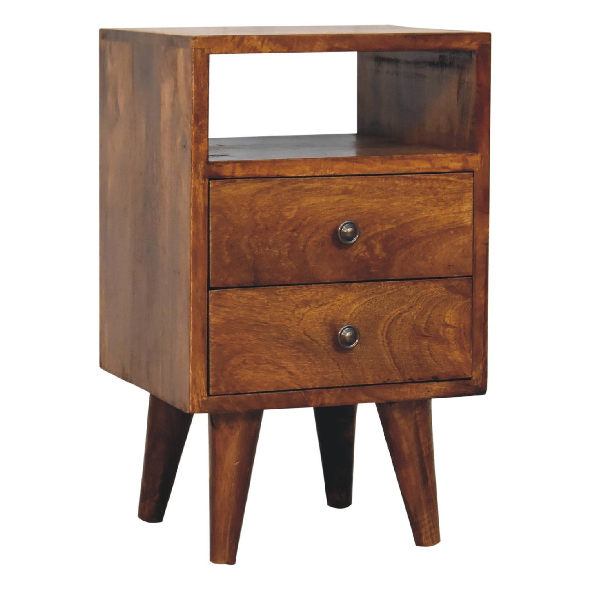 Mini Classic Solid Mango Wood Nightstand – Chestnut Finish