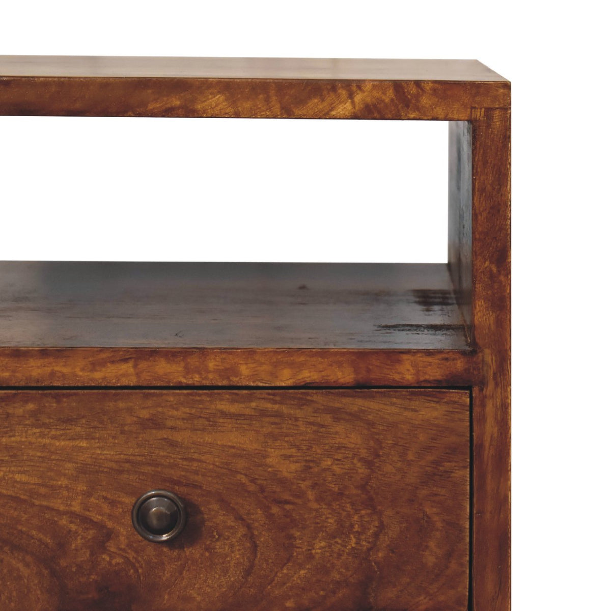 Mini Classic Solid Mango Wood Nightstand – Chestnut Finish