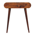 Mini Round Solid Mango Wood Dressing Table – Chestnut Finish, Folding Mirror