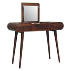 Solid Mango Wood Dressing Table with Folding Mirror – Chestnut Finish