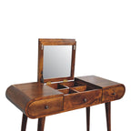 Solid Mango Wood Dressing Table with Folding Mirror – Chestnut Finish