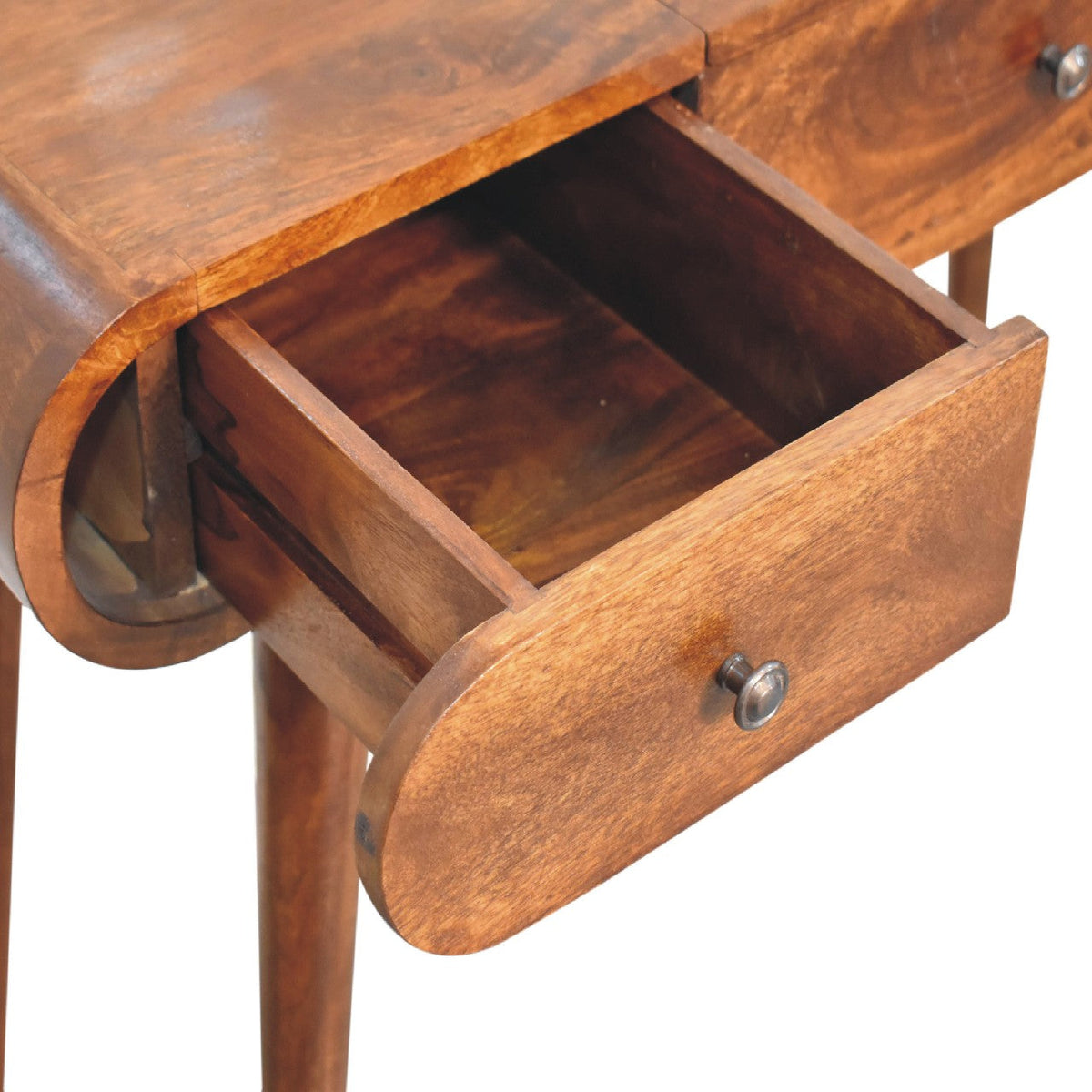Solid Mango Wood Dressing Table with Folding Mirror – Chestnut Finish