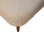 Cream Bouclé Footstool – Cotton Upholstery & Solid Mango Wood Legs