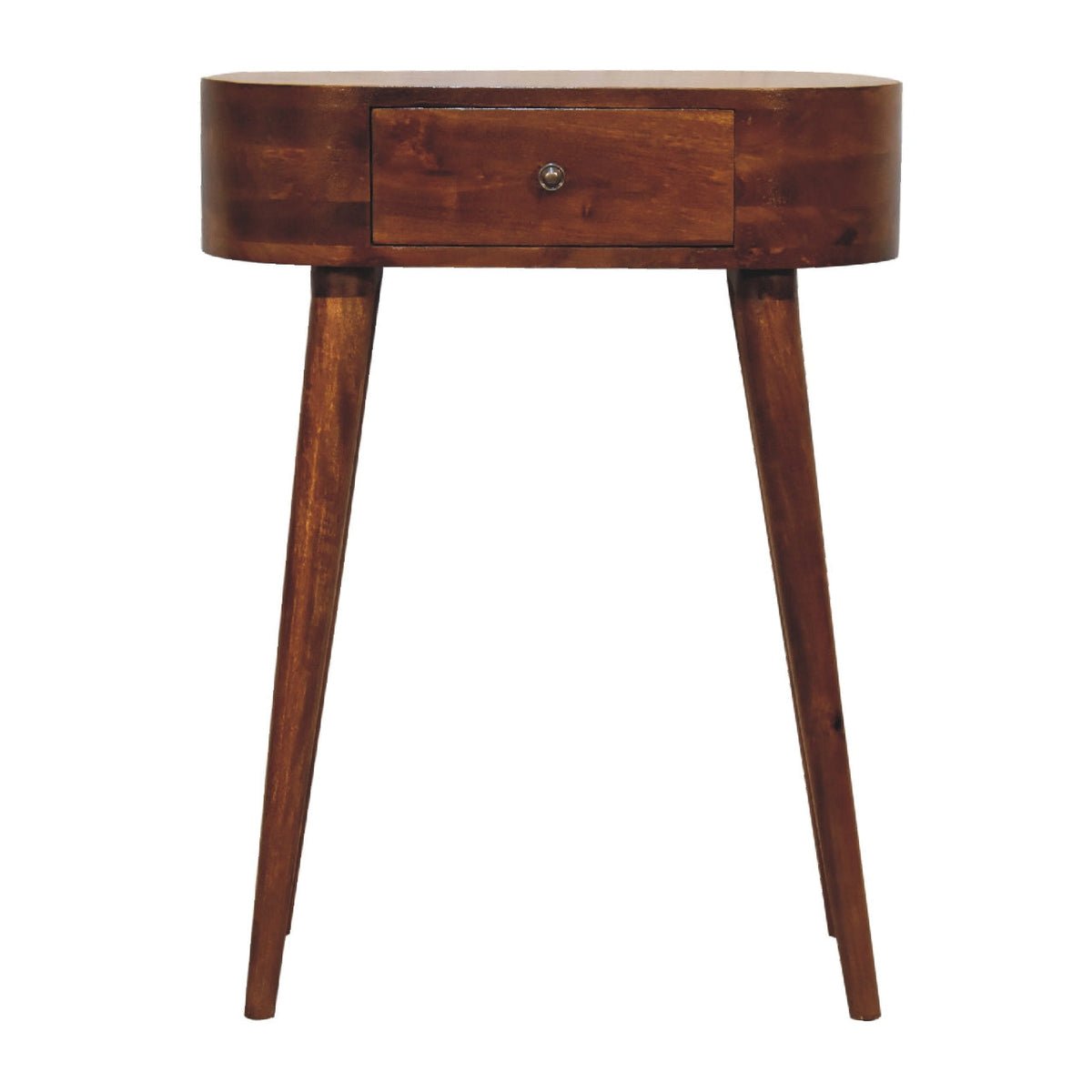 Mini Solid Mango Wood Console Table – Chestnut Finish, Compact 1-Drawer Design