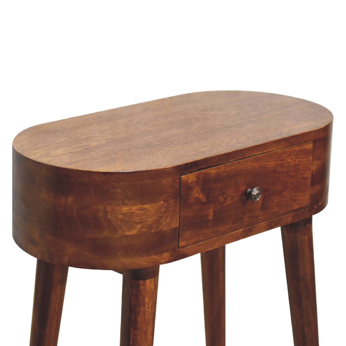 Mini Solid Mango Wood Console Table – Chestnut Finish, Compact 1-Drawer Design