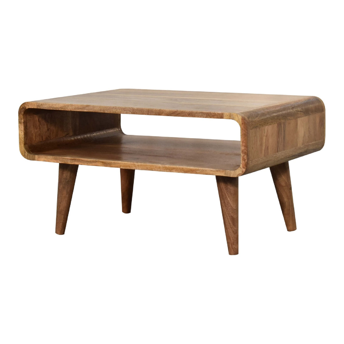 Open Solid Mango Wood Media Unit – Oak-Ish Finish