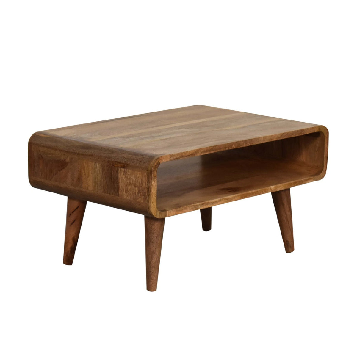 Open Solid Mango Wood Media Unit – Oak-Ish Finish