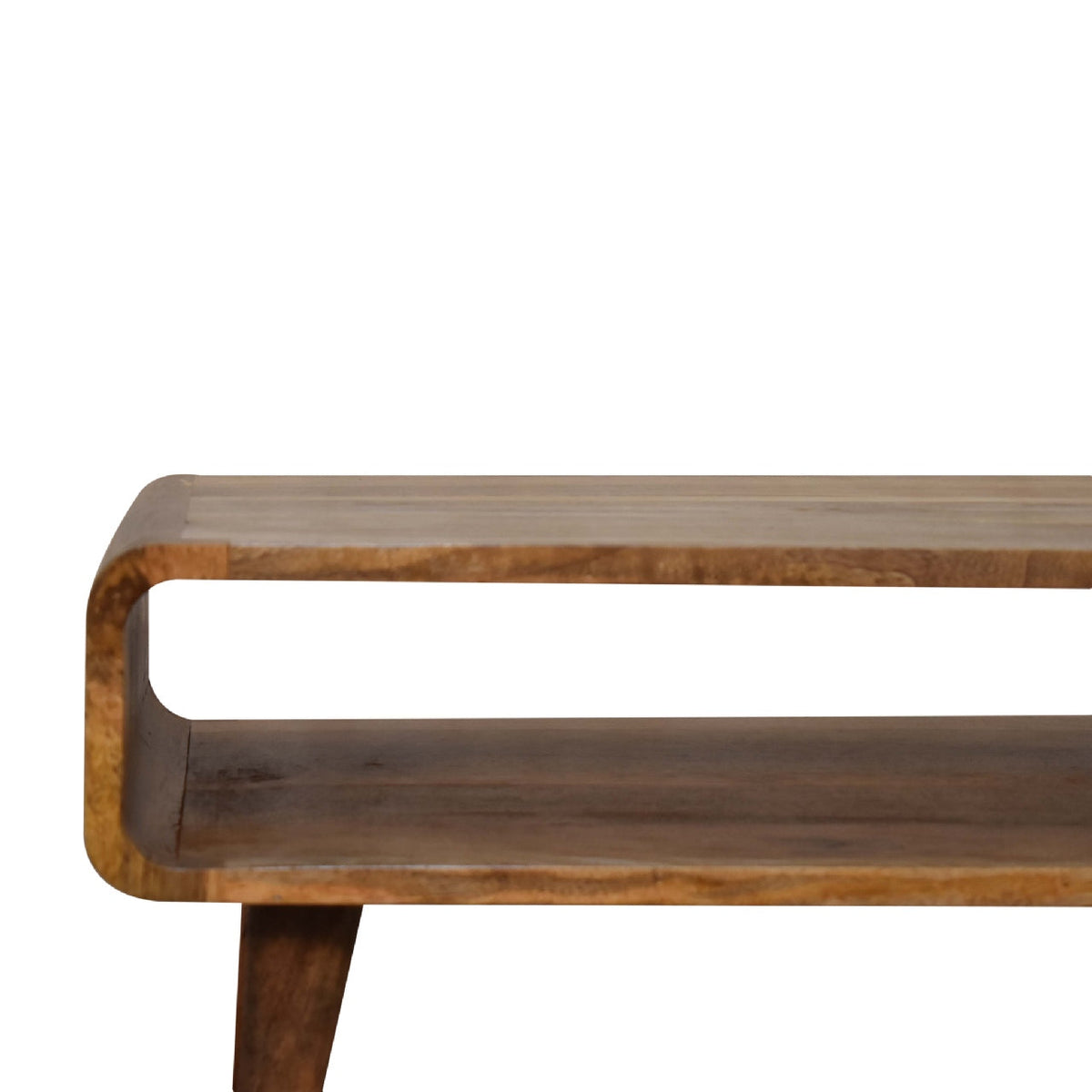 Open Solid Mango Wood Media Unit – Oak-Ish Finish