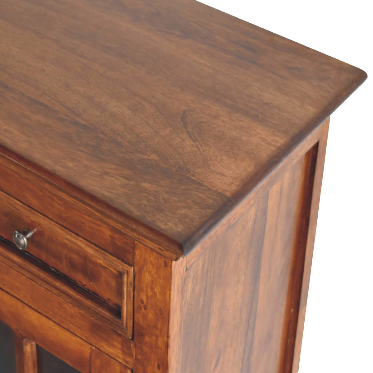 Large Glazed Solid Mango Wood Sideboard – Chestnut Finish