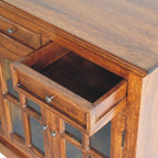 Large Glazed Solid Mango Wood Sideboard – Chestnut Finish