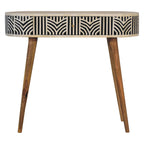 Edessa Solid Mango Wood Console Table – Oak-Ish Finish, Bone Inlay Drawer
