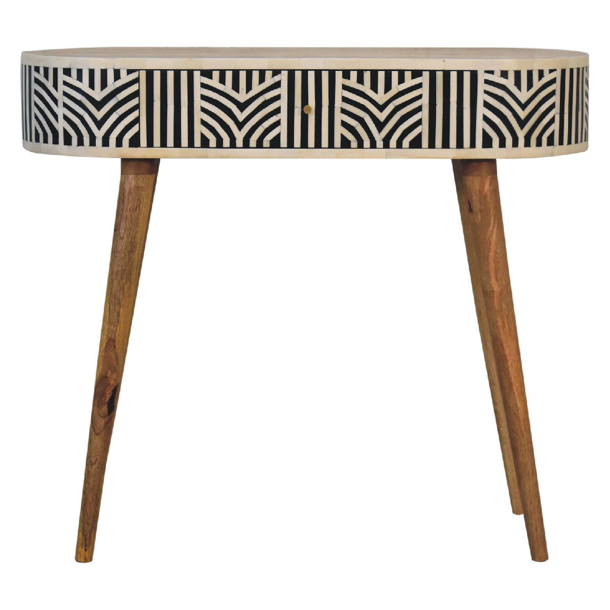 Edessa Solid Mango Wood Console Table – Oak-Ish Finish, Bone Inlay Drawer