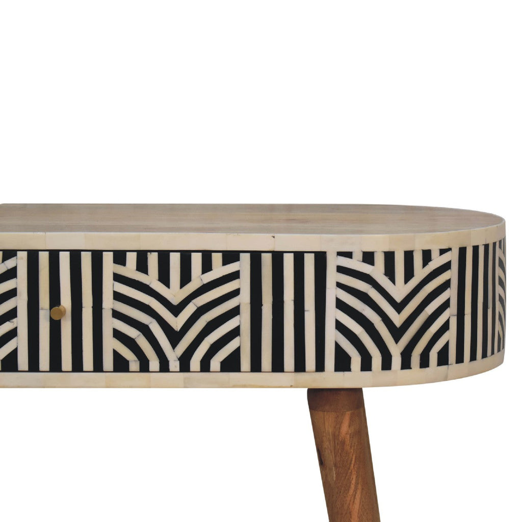 Edessa Solid Mango Wood Console Table – Oak-Ish Finish, Bone Inlay Drawer
