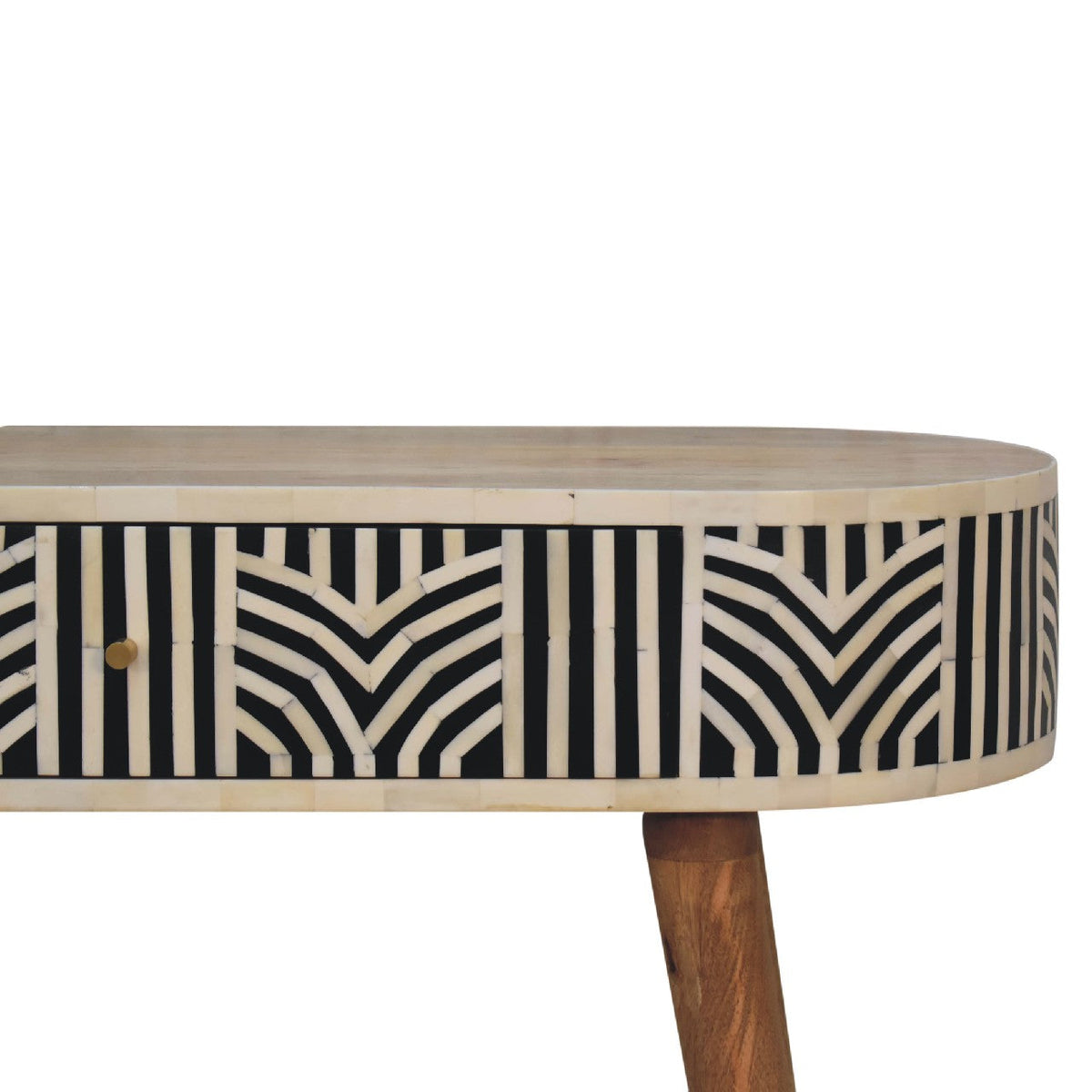 Edessa Solid Mango Wood Console Table – Oak-Ish Finish, Bone Inlay Drawer