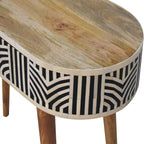 Edessa Solid Mango Wood Console Table – Oak-Ish Finish, Bone Inlay Drawer