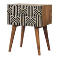Edessa Bone Inlay Solid Mango Wood Nightstand – Oak-Ish Finish